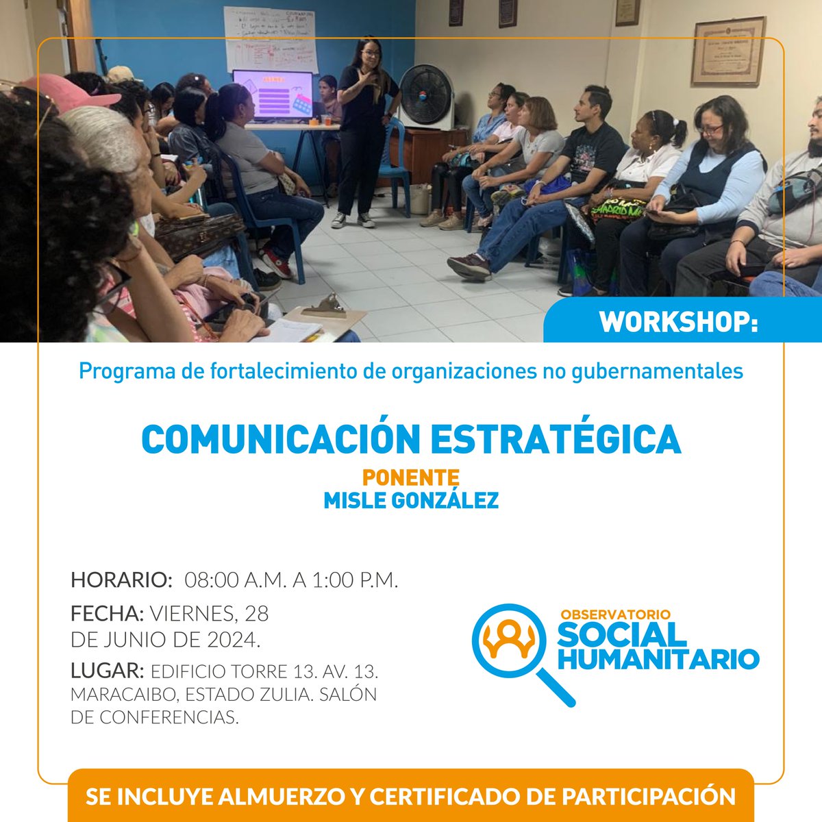 ¡Es mañana! 
Ya estamos en el Zulia con nuestro Programa de fortalecimiento de ONG.
Compartiremos herramientas de comunicación estratégica de la mano de <a href="/misle/">Misle González 💜</a>.
📍: Edif. Torre 13. Av. 13. Maracaibo.
📅: Viernes 28.
⏰: 9:00am.
Escríbenos si quieres participar.  ¡Te esperamos!