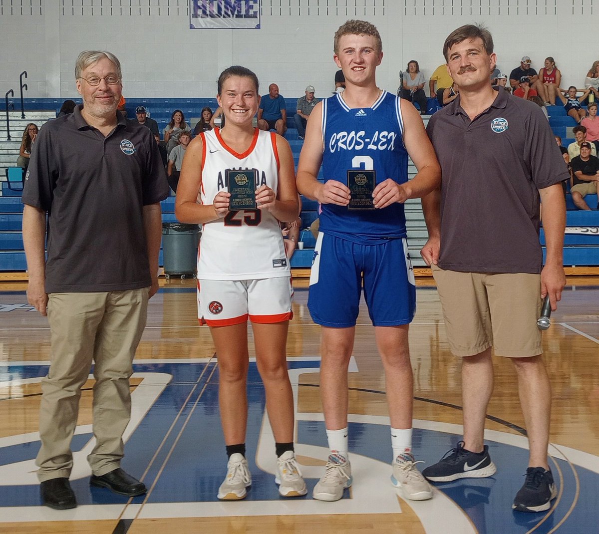 G_StuckOnSports's tweet photo. A great first senior All Star game is done!

@sydneyupton25 Won the girls game MVP and the girls three point contest

@JamesKrampits won the boys three point contest

@LiamNesbitt24 won our dunk contest

And @bmeverhart3 won our boys game MVP!

Thank you to everyone who came out! https://t.co/iimgxhOQgL