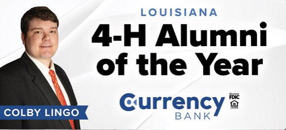 CurrencyBank (@_currencybank) on Twitter photo Congratulations to our very own Colby Lingo on recently being named Louisiana 4-H Alumni of the Year! Colby has a passion for serving the agricultural community by acting as a true community bank partner. <a href="/ICBA/">Independent Community Bankers of America</a> Congratulations to our very own Colby Lingo on recently being named Louisiana 4-H Alumni of the Year! Colby has a passion for serving the agricultural community by acting as a true community bank partner. <a href="/ICBA/">Independent Community Bankers of America</a>