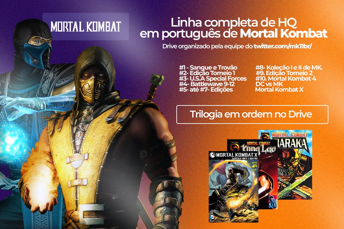 mkbrupdates's tweet photo. 🚨 BOA LEITURA! Drive completo com todas as HQ digitais e limitadas de 'MORTAL KOMBAT' em português. 

Link: https://t.co/uWY6vg3G8Z https://t.co/BXsLzO9qiX