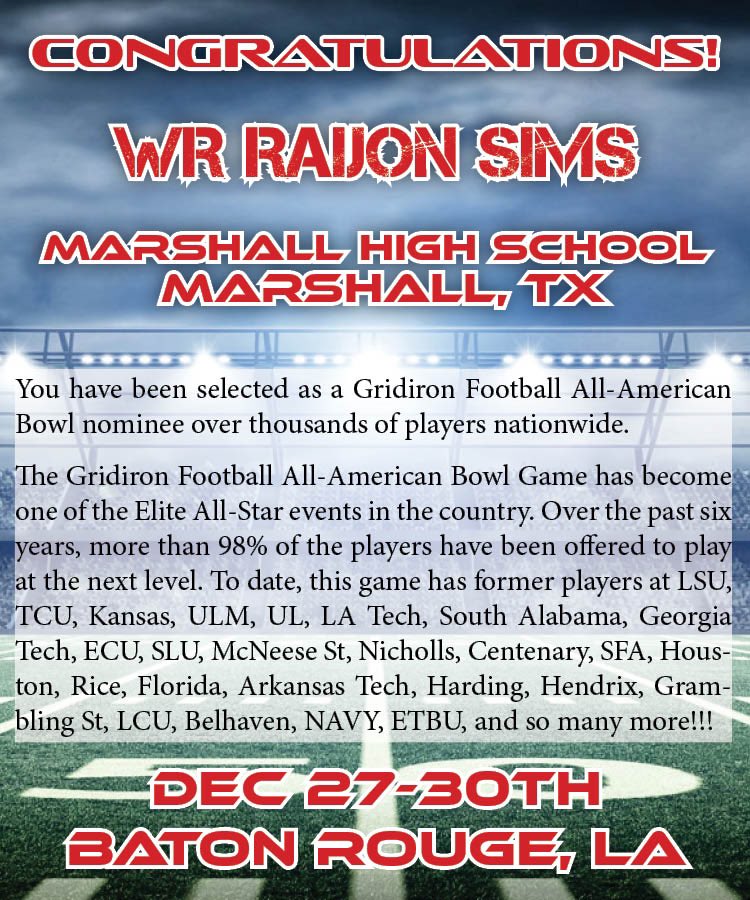 Thank you for the invite! <a href="/GridironFootbal/">Gridiron Football®</a> <a href="/JaceLejeune/">Jace LeJeune</a> <a href="/hammettjason/">Hammett</a> <a href="/MarshallMavFB/">Marshall Maverick Football</a>