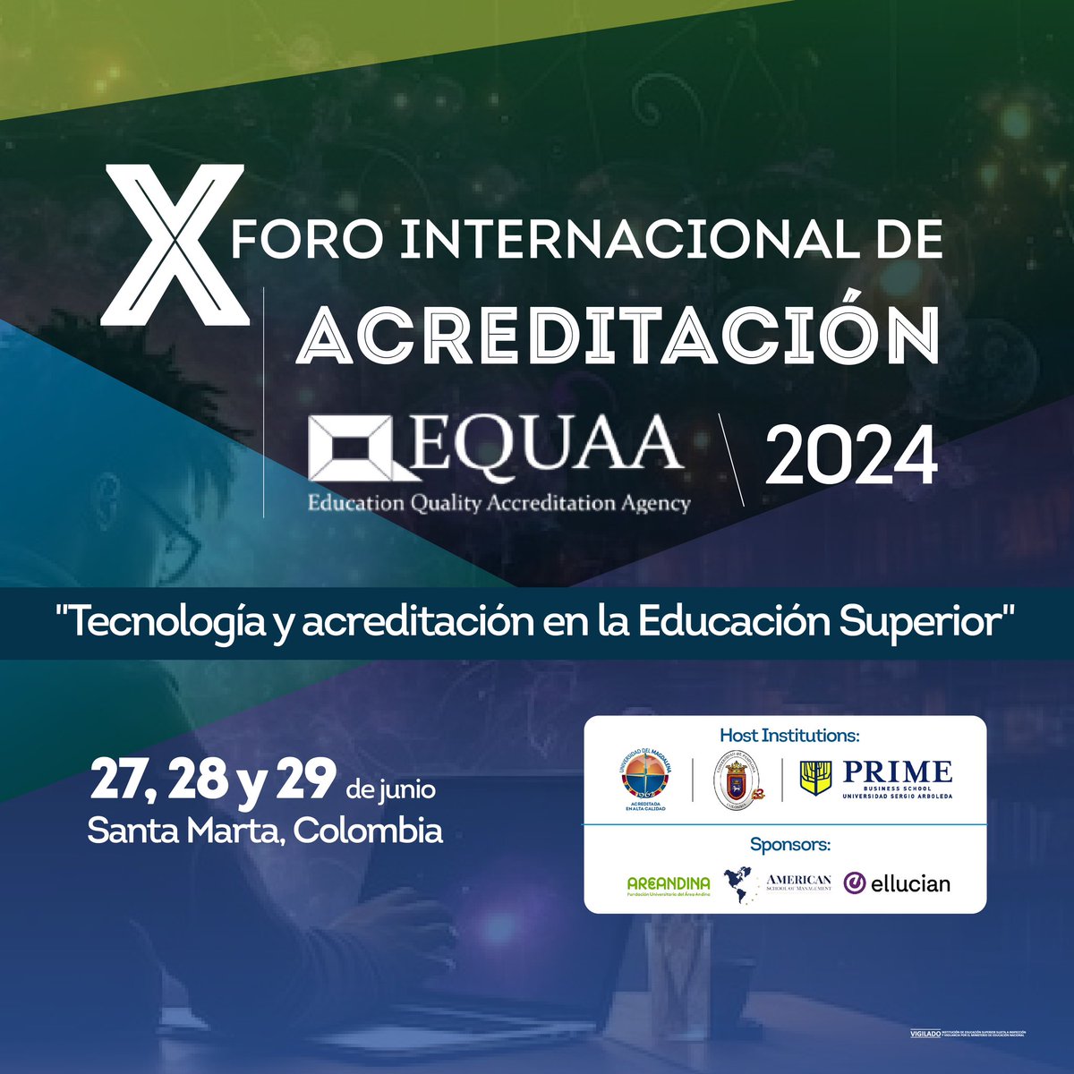 Unimagdalena's tweet photo. 🗓️🗣️ ‘Tecnología y Acreditación de la Educación Superior’ será el eje central del X Foro Internacional de Acreditación de la Agencia #EQUAA, que reunirá desde mañana, 27 de junio, en nuestra Alma Mater a académicos de Latinoamérica.
#PrográmateUM https://t.co/QO3QiIhwU2