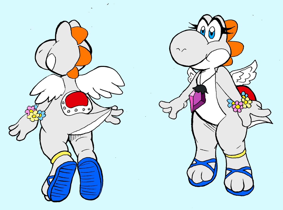 Mariouniverse1's tweet image. @DerpySheyla 

I remember I gave her a cameo in a summer themed pic I made so I decided to draw her again for a summer themed pic (right is tge pic in question)