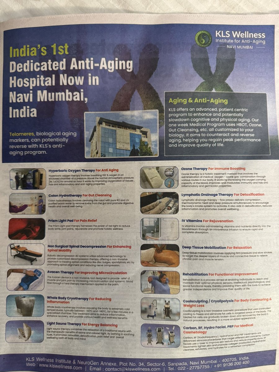 bhavinj's tweet image. No evidence that any of these therapies works. Nor can they reverse telomere length. So much bullshit but that will not stop people from using these services or from others jumping into the fray #asci #badmedicine