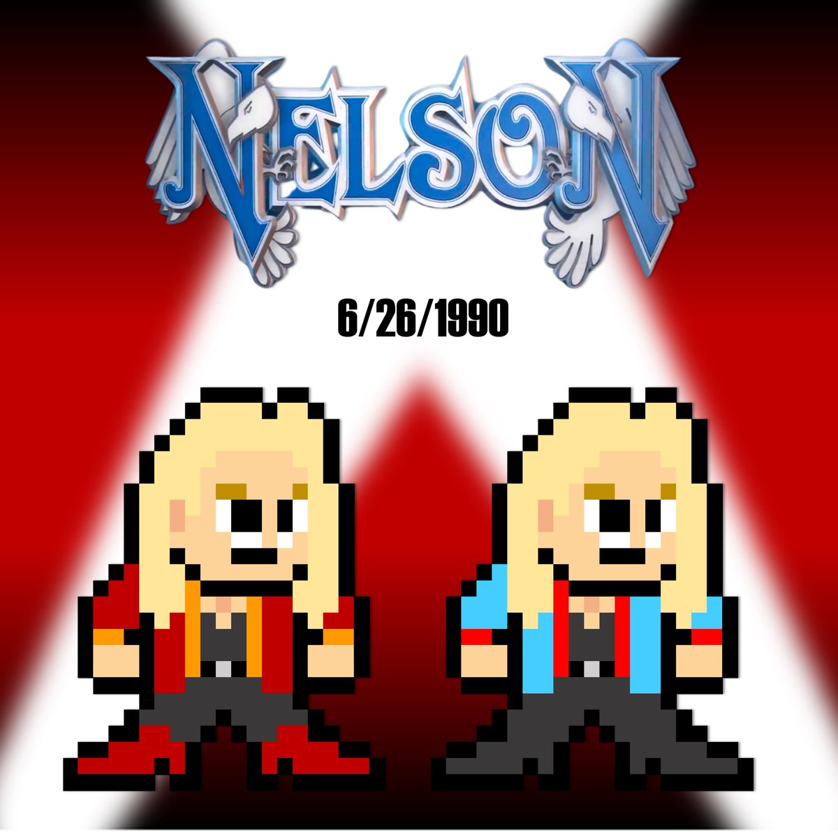 PixelStickArt's tweet photo. On this day in 1990, the band #Nelson released their debut album #AfterTheRain! #nelsonbrothers #matthewnelson #gunnarnelson #rockandroll #rockmusic #popmusic #mtv #pixelart #8bitart https://t.co/YPeizNuPNV