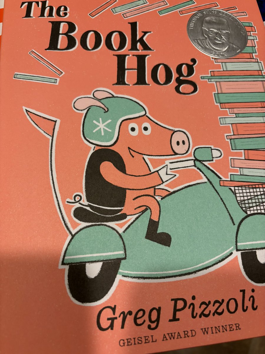oplibrarynpsd's tweet photo. Spent the evening enjoying #GeiselAward honoree #GregPizzoli talk about his work and inspirations, with a  mini-drawing lesson thrown in! So excited to share #TheBookHog , inscribed for my students, in the new school year! @MemorialLibNaz https://t.co/ockmaeppqN