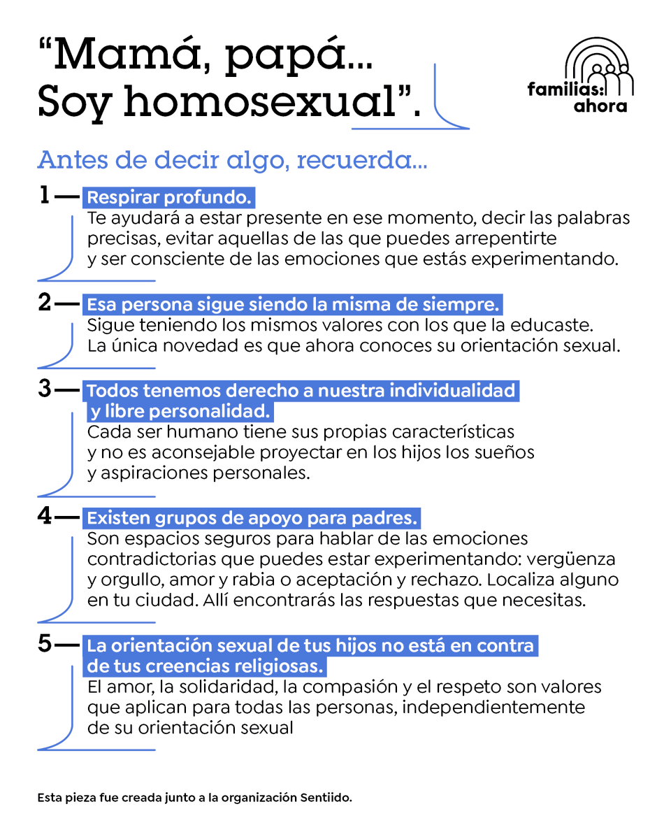 Esta conversación puede llegar en cualquier momento y cuando menos te lo esperes 📷.Si llega a darse, recuerda que este es un acto de confianza de tu hijo o hija y es cuando más necesita el apoyo de quienes lo aman y cuidan para vivir su vida sin miedo o vergüenza. #DíaDelOrgullo