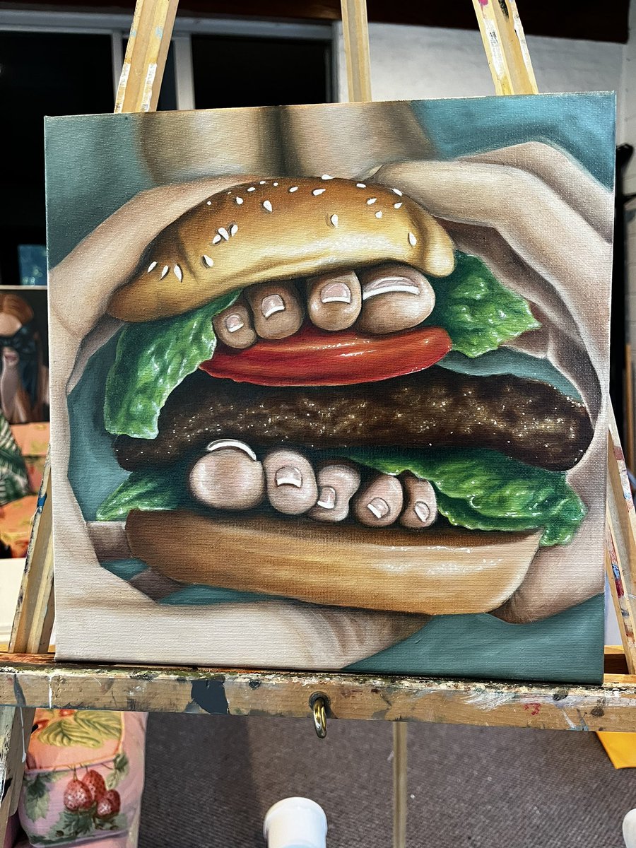 madamemack's tweet photo. “french dip” oil painting https://t.co/lYHxVGxIJv