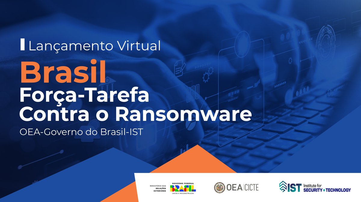 OEA_Cyber's tweet photo. Lançamento da Força-Tarefa Contra o Ransomware do Brasil🇧🇷! Iniciativa do Governo do Brasil em colaboração com @OEA_Cyber e @IST_org.
A apresentação ofereceu uma visão geral de objetivos, desafios, oportunidades e próximos passos na luta contra o ransomware no Brasil. https://t.co/cNziRXyYDc