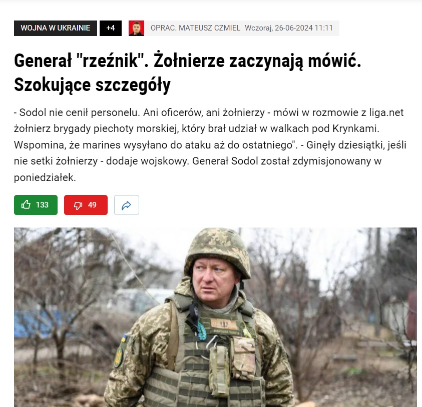 MartinDemirow's tweet image. Na jaw wychodzą kolejne fakty - Główny dowódca zjednoczonych sił zbrojnych ukrainy pseudonim "Rzeźnik ukraińców" miał ukraińców za nic i wybijał ich setkami
Cała operacja w krynkach to była porażka i generał rzeźnik chciał wymordować w niej wszystkich ukraińców