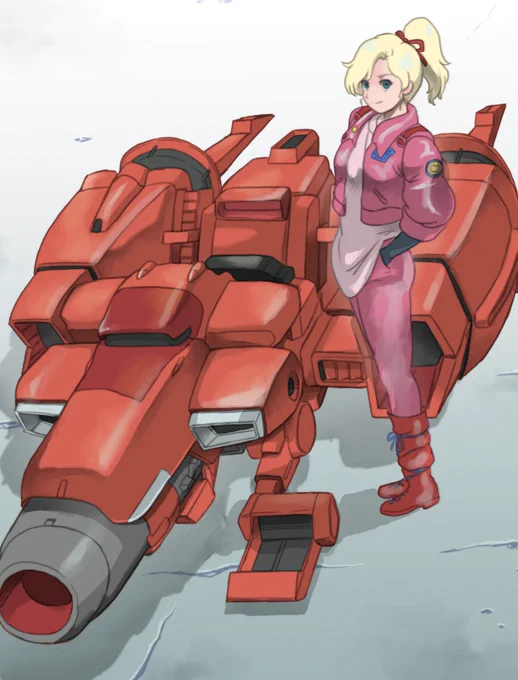 再掲のエル・ビアンノとメガライダー添え #これを見た人は赤が入ってる画像を貼れ#gundamfanart 