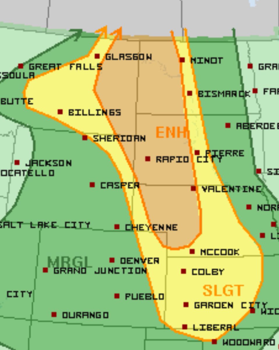 ReedTimmerUSA's tweet photo. An enhanced risk for severe weather has been deployed by the SPC for THURSDAY PM. We are on our way in the Dominator 3 for this much-anticipated northern Plaims severe weather outbreak, including the threat of strong+ tornadoes. We are in full #tornado intercept mode https://t.co/G69h1eEtZK