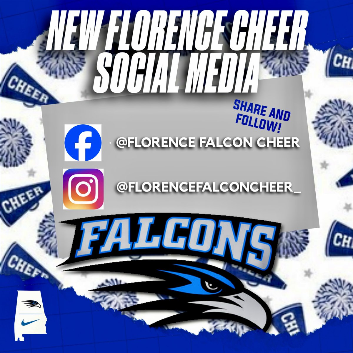 Florence Falcon Cheer
New Social Media! 
Share and Follow! 

#GoFalcons #WeAreFalcons