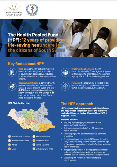 In the last 12 years, we procured, stored and distributed 22 consignments of life-saving drugs worth £2 million each to over 1,000 health facilities across South Sudan. 

This meant that 2,470,028 children under one year could be vaccinated with the 3rd pentavalent/DPT3 vaccine