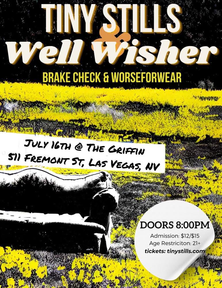 PulsarSmash702's tweet image. 🖤 TINY STILLS bring the emo feels to The Griffin in Las Vegas Tuesday July 16th with Well Wisher, Brake Check and worseforwear! 

Tix @ DICE.fm 🎲 

#tinystills #wellwisher #emo #poppunk #indierock #altrock #vegas #DTLV #livemusic