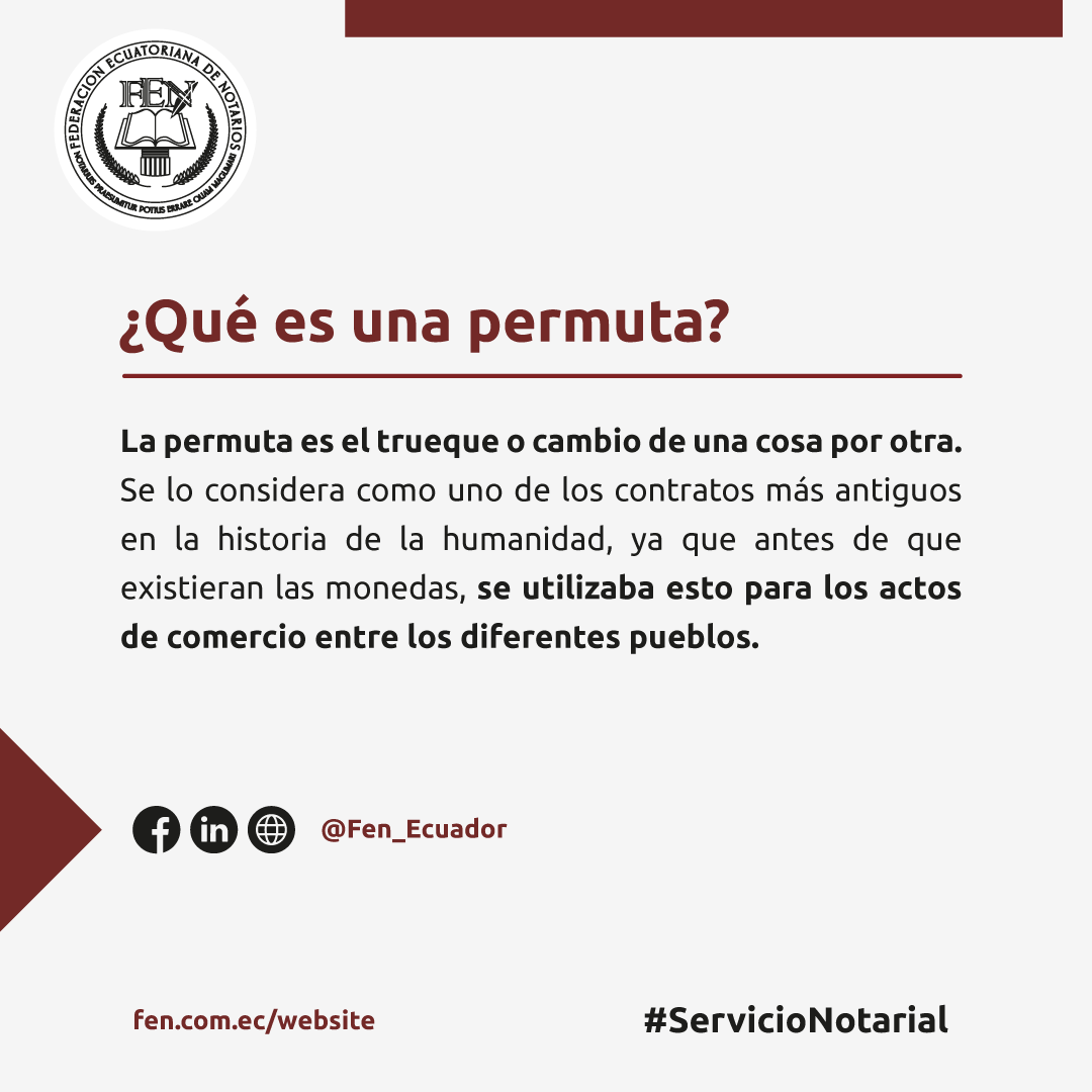 Fen_Ecuador's tweet photo. ⚖️ Conozca la historia de la permuta y sus reglas en la compraventa.
#FenInforma #fen https://t.co/Cm4W88kPo5