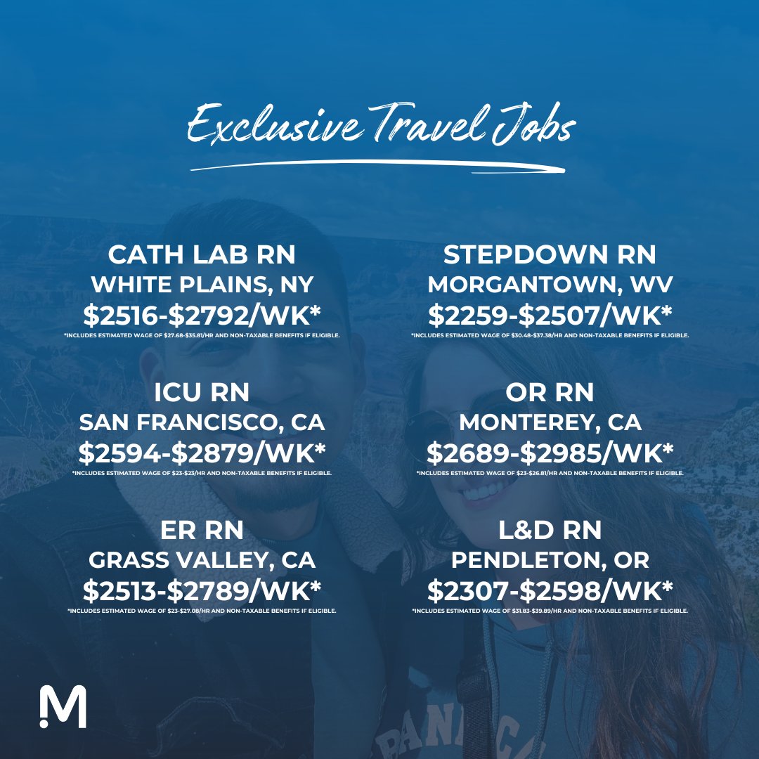 Exclusive jobs ✔️ 
Epic locations ✔️ 
Top-notch recruiters ✔️ 
Great benefits ✔️ 

Ready to find your dream travel nursing assignment? Comment your specialty to get started or apply in seconds at medicalsolutions.com/apply! #wherewillcaretakeyou

📷 Jenna F. &amp; Joel C - PCU RNs