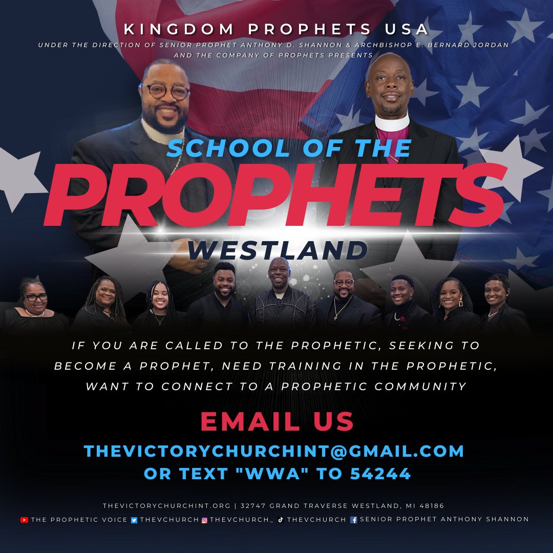 theVchurch's tweet image. Feel called to be a prophet? Join Kingdom Prophets USA for training under Pastor Prophet Dr. Anthony D. Shannon, connected to Archbishop E. Bernard Jordan. 🌟

#KingdomProphetsUSA #PropheticTraining #Faith #SpiritualGrowth #Prophecy #AnthonyDShannon #BernardJordan