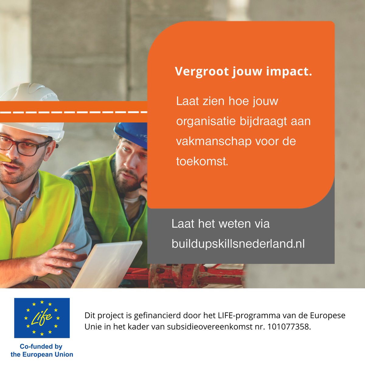 👷Werkt jouw organisatie net als <a href="/75inQ/">75inQ</a> en <a href="/GideonsTribe/">Gideon - building transition tribes</a> aan het aantrekkelijker maken van het werken in de bouw- en installatiesector?

📢Laat het ons weten via: lnkd.in/eekf75J7 

🔍Bekijk de actiepunten hier: buildupskillsnederland.nl/actielijn-incl…