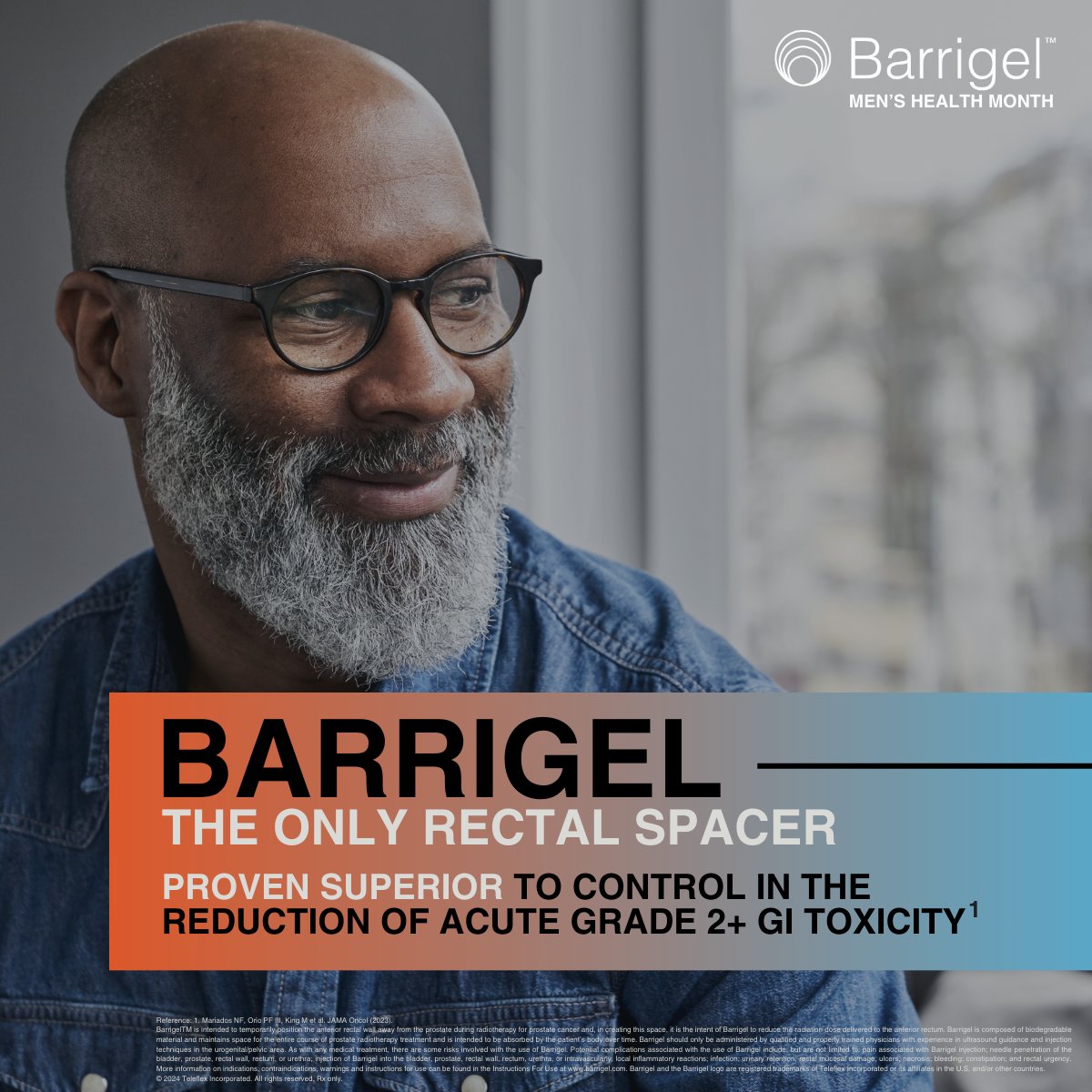 Barrigel_spacer's tweet photo. Did you know? #Barrigel is the only rectal spacer compared to control proven superior in the reduction of acute grade 2+ GI toxicity. (1)​

​This #MensHealthMonth, download our Prostate Cancer Awareness Month Toolkit to access digital resources and educate patients on #rectalspacing and their available options during prostate cancer radiation therapy:​

https://t.co/PlQXHjXzBh

Reference: ​Mariados NF, Orio PF III, King M et al. JAMA Oncol (2023).