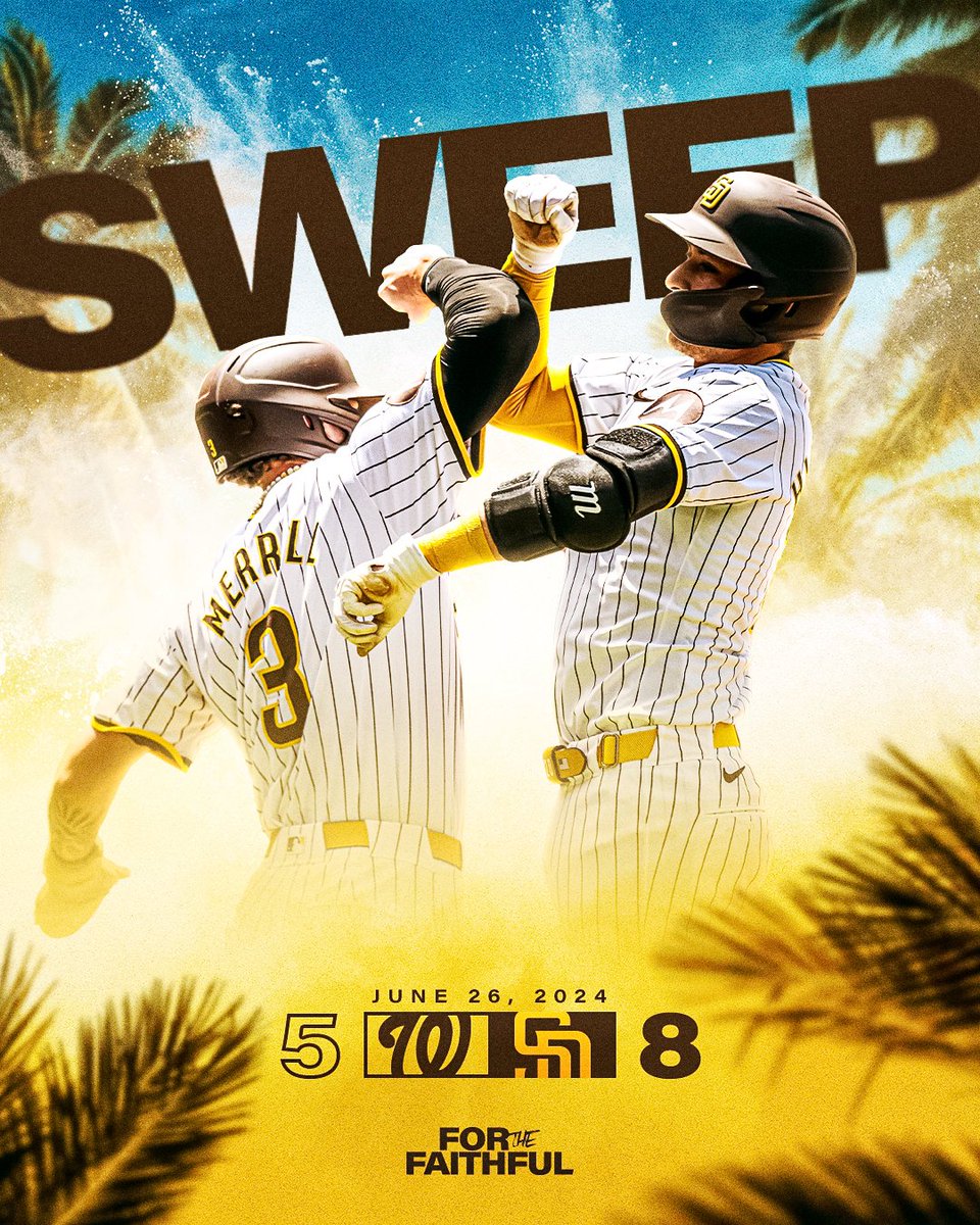 Padres's tweet photo. That’s a sWeep with a Curly W 😌 https://t.co/aHvI59dTJb