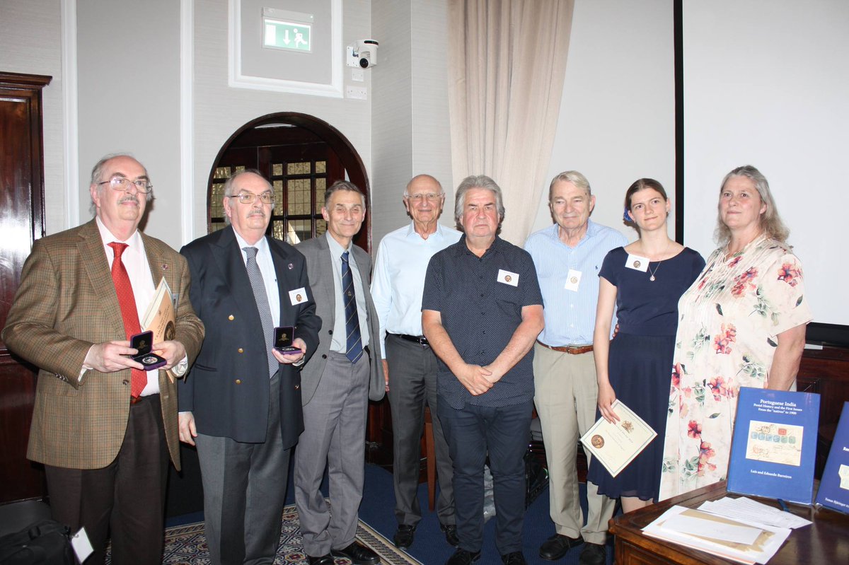 The_RPSL's tweet photo. Many congratulations to Drs Luis and Eduardo Barreiros on their winning the Crawford Medal at the 3rd Annual Crawford Festival at the Royal today! Their book name is " Portuguese India. Postal History and the First Issues from the 'natives' to 1900". https://t.co/fJQ3OljEU7