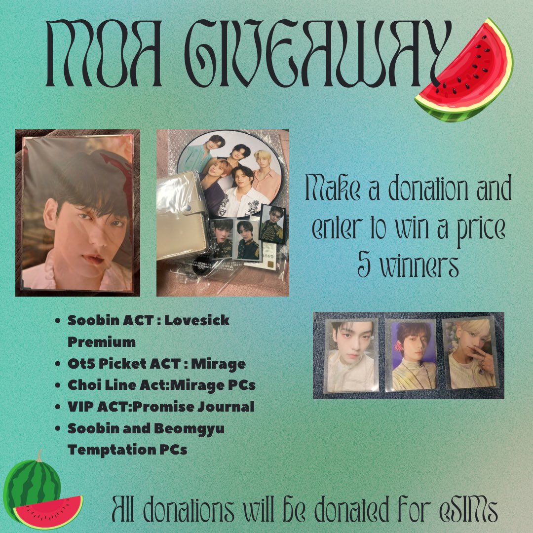 #MOA! A group of Chicago MOA and I are hosting a raffle as a donation campaign for eSIMs
🌱5 winners! Each will receive one of the items pictured below
🌱USA only + open until July 12
🌱$5 is one entry - you can do multiple entries
forms.gle/oqybYM4gE2fkC2…
dm for questions