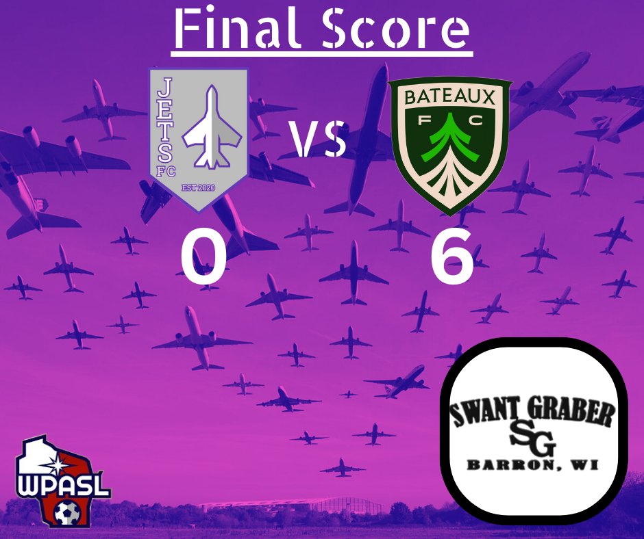 PoskinJetsFC's tweet photo. We were plain outworked in the end by the Bateaux team. Thank you to everyone who came out to watch and support in the rain! We'll learn from this and keep at it! 👊

Final score by our sponsors, Swant Graber!

#PJFC #WPASL #2024SZN #FlightClub✈ https://t.co/lcbNQycQII
