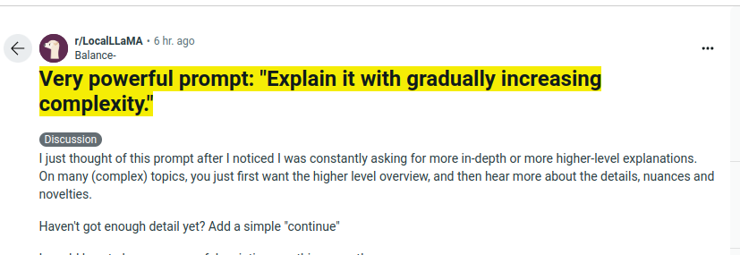 rohanpaul_ai's tweet photo. Very powerful prompt: "Explain it with gradually increasing complexity." https://t.co/1aCqrWWno5