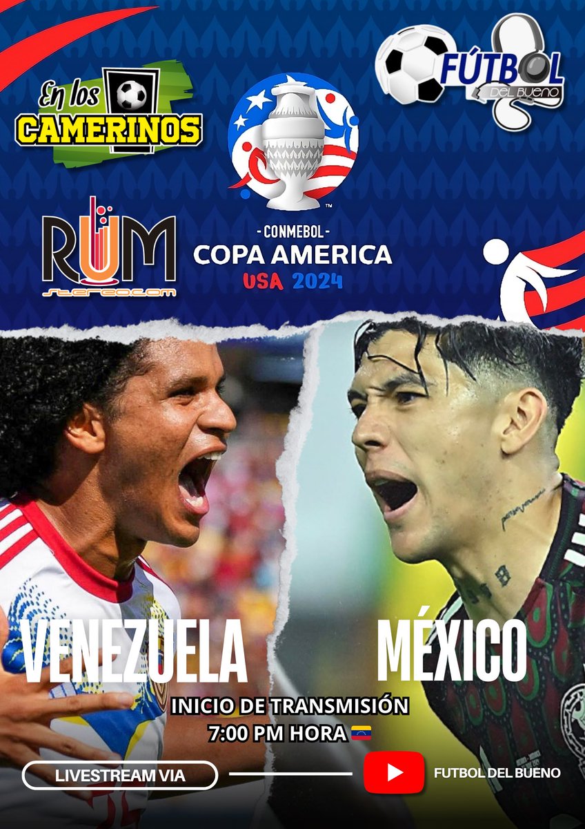 ¿Quieres disfrutar del Partido entre Venezuela y México por Copa América? Ingresa a 

youtube.com/live/6QSYDi8wx…

#CopaAmerica #Venezuela #Mexico #Partido
