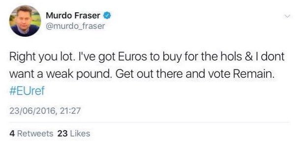 tradasro's tweet image. The pound collapsed after BREXIT- Murdo predicted a weak pound -  now he backs stupid #BBCDN