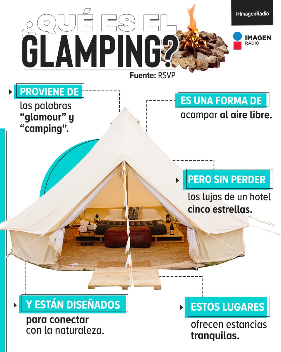 Imagen_Mx's tweet photo. ⛺️El #Glamping ha cobrado popularidad, pero sino sabes lo qué es, aquí te lo decimos. 

#PoniéndoAMéxicoEnLaMismaSintonía
#Gampling #Experiencia #ParaTi https://t.co/Orp5iCMD0H