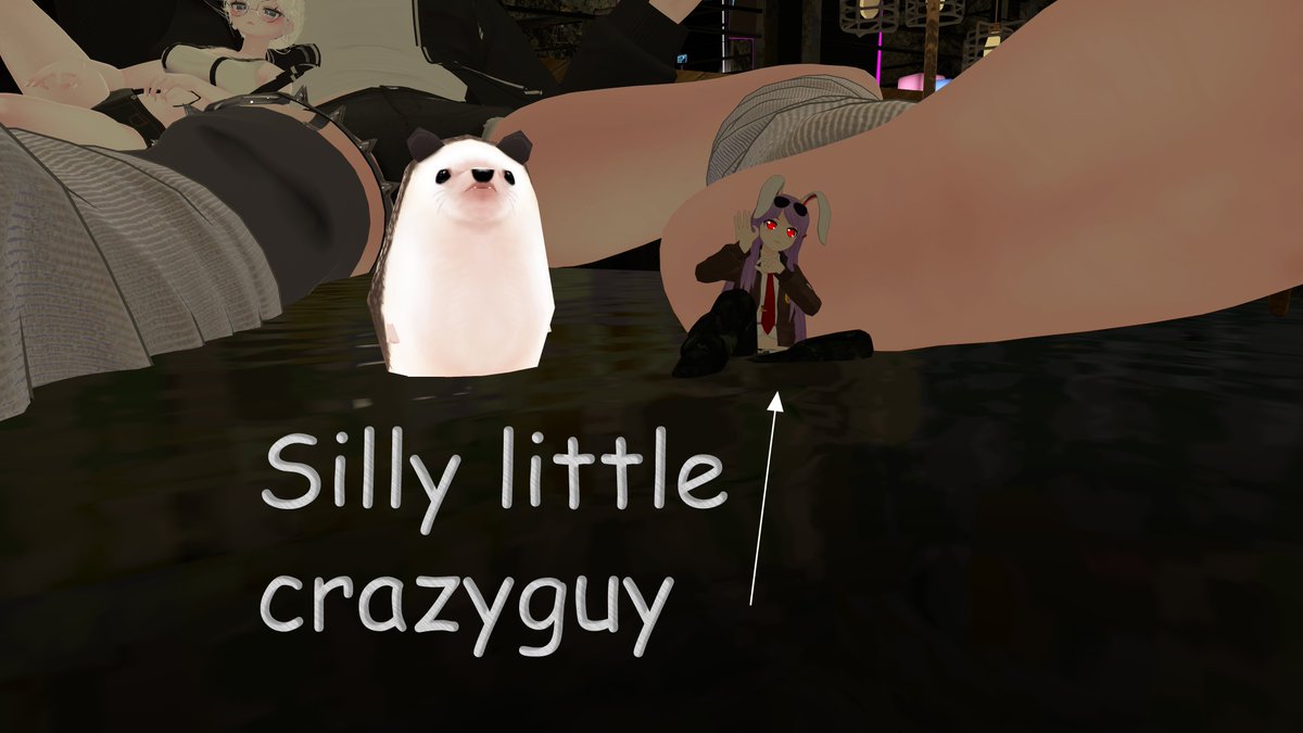 It's more fun to watch movies with friends!
... also looks like <a href="/Crazyguy2255/">Crazyguy225</a> found a comfy, soft backrest :3

#sizetwitter #giantess #sizevrchat