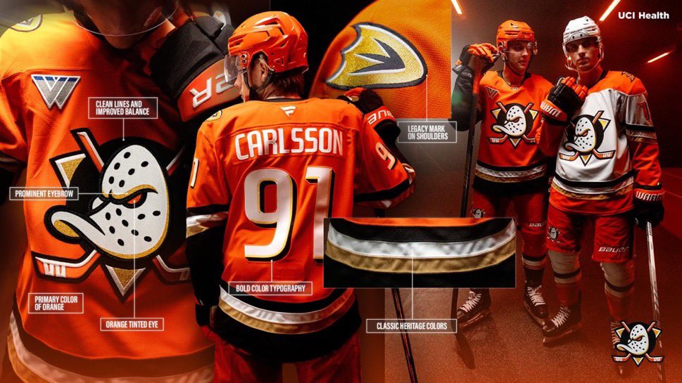 MaxMilllller's tweet photo. The future of the NHL is colourful. Franchises continue to abandon black equipment and embrace their colour. #FlyTogether goes full orange including pants, helmets, and gloves. Don’t be surprised to see teams like #LetsGoFlyers, #TexasHockey,  #GoSensGo do the same in the future. https://t.co/fhHnQBvYUr