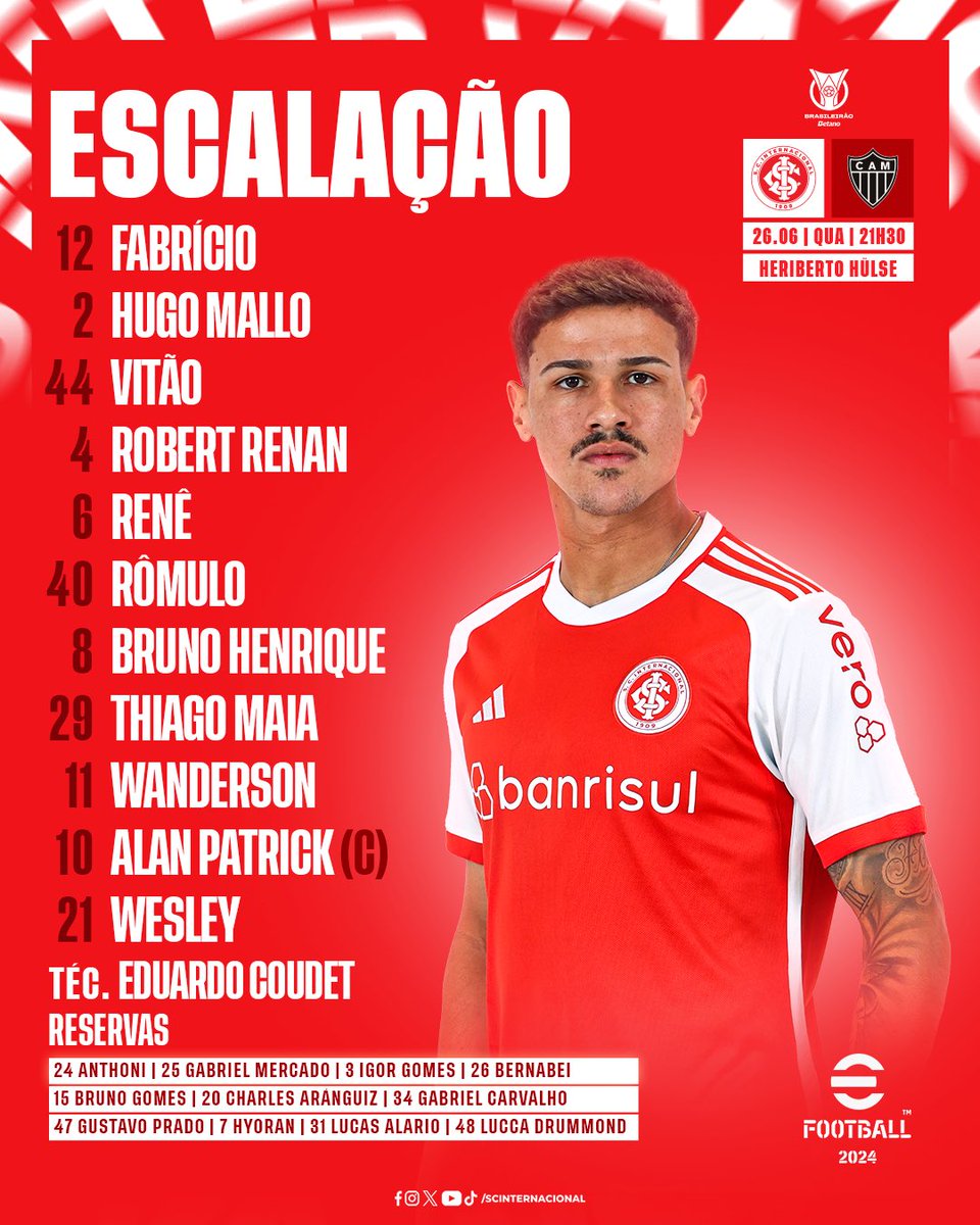 SCInternacional's tweet photo. 📝 INTER ESCALADO! 🔥 https://t.co/j93RExN5qE
