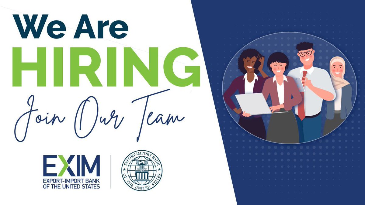 EximBankUS's tweet photo. #EXIM is hiring! We are looking for a talented and passionate Deputy General Counsel to join the team!
Apply by July 12 on @USAJOBS!
This job is open to Federal Employees: https://t.co/DEkW8UfV9a
#TeamEXIM #USAJOBS #FederalHiring https://t.co/Mvej0OtlOw