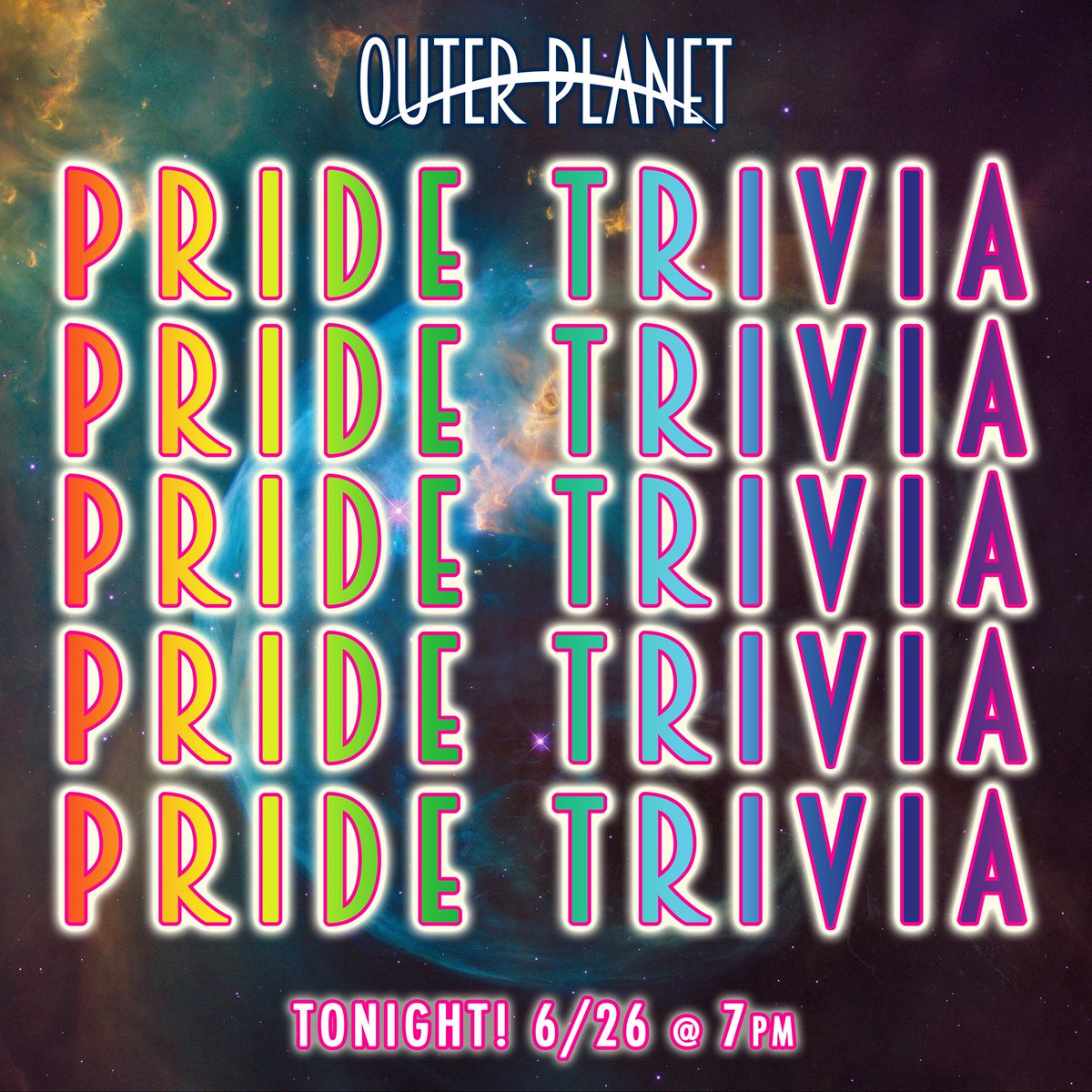 TONIGHT! Join us for Pride Trivia 🏳️‍🌈 Play for free and win gift card and merch prizes, for 1st, 2nd and last place 🍺 🏆
