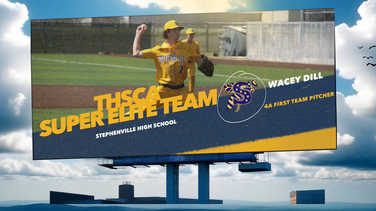 Congratulations Wacey Dill <a href="/Big_Dilly02/">Wacey Dill</a> on your selection to the <a href="/THSCAcoaches/">THSCA</a> THSCA Super Elite Team for 4A! 77 IP, 11-2, 66 K, .818 ERA
<a href="/stephenvilleisd/">Stephenville ISD</a> <a href="/flasherathnews/">The Flash News</a> <a href="/empiretribune/">Empire-Tribune</a> <a href="/CoachDoty_SHS/">Sterling Doty</a> <a href="/RadioBoots19/">Boots Elliott</a>