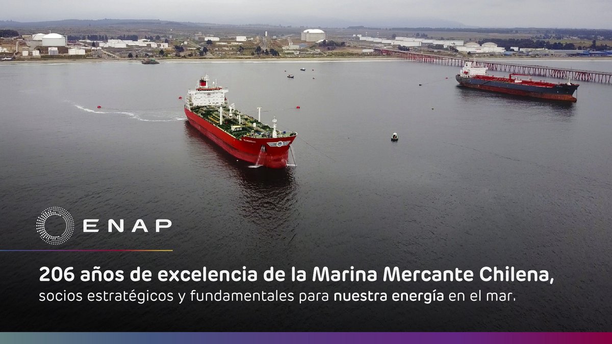 Enap_Informa's tweet image. En este 206° aniversario, desde #Enap extendemos un cálido saludo a la Marina Mercante Nacional, pieza fundamental en el desarrollo de nuestras operaciones marítimas, para que día a día se realicen con la mayor eficiencia y seguridad. Muchas gracias.

#DíaMarinaMercante #Chile