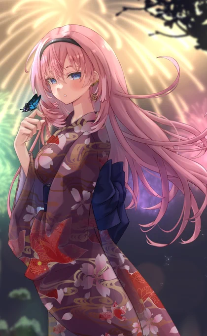 花火と浴衣の君と。。 #Luillust