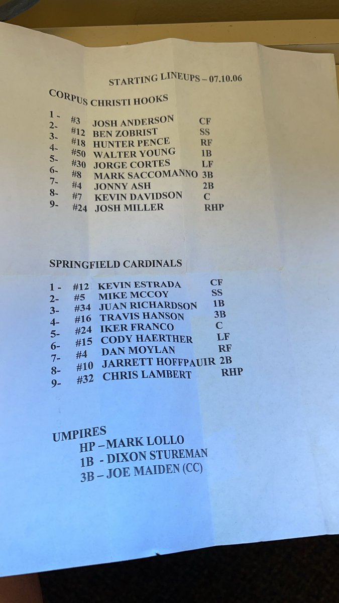 When you find a lineup from 06 in the press box at your summer working for the <a href="/Sgf_Cardinals/">Springfield Cardinals</a> <a href="/hunterpence/">Hunter Pence</a> look familiar ?