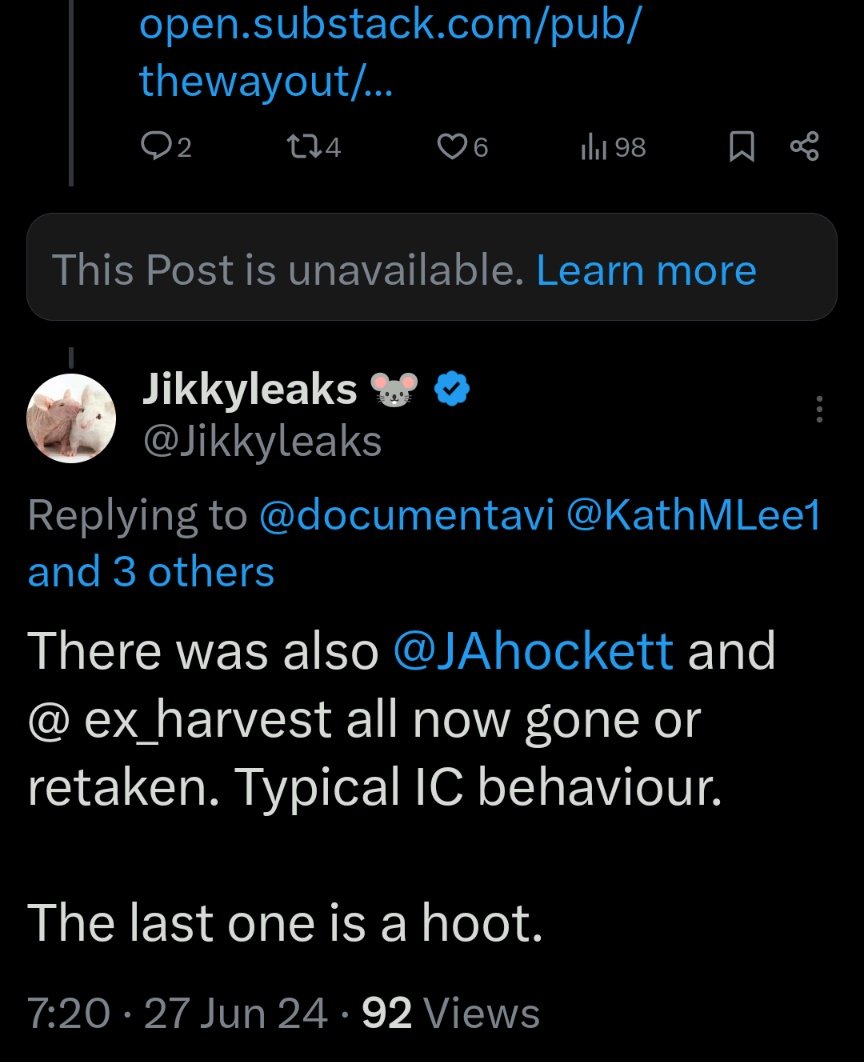 Jikkyleaks's tweet photo. @ImmunoGangsta @documentavi @KathMLee1 @CYP3A4383139 @jjcouey @canceledmouse @JAHockett Was it something you said?

#fedtwitter is not happy with us bro...

"post unavailable" https://t.co/koZlmXn45v