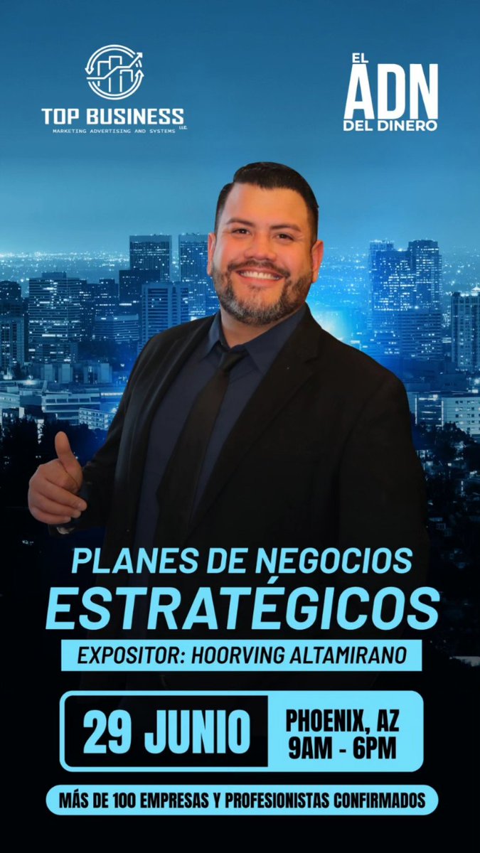 Hoorving's tweet photo. Espero me acompañen en el evento en el Hotel hilton phoenix resort at the peak. Arizona. bendiciones y éxitos!! @starlightfinancialg @topbusinessllc https://t.co/gzUXqDeN9g