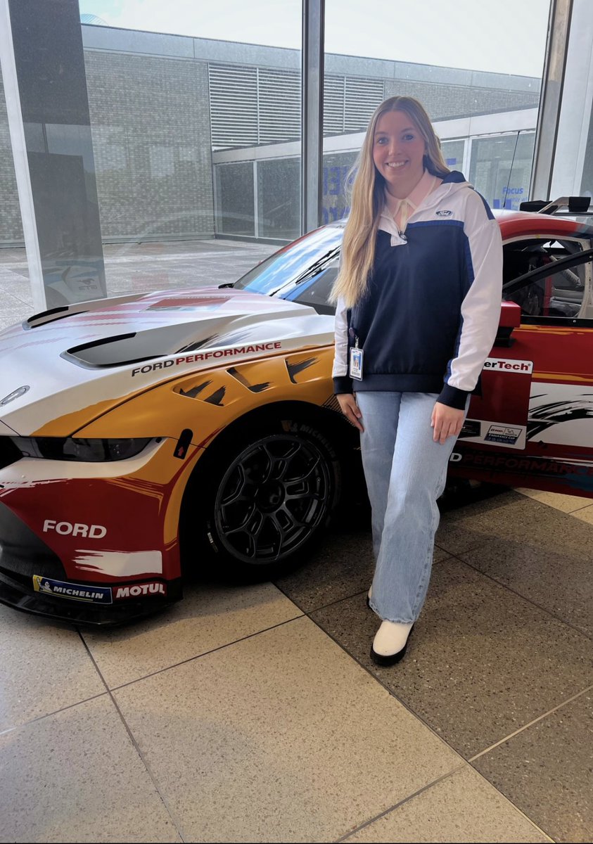 FordCareers's tweet photo. Bethany Slone may be working in cybersecurity engineering this summer, but she’s a true #CarGirl and motorsports fan, too! Bethany is a Ford summer intern from University of Michigan-Dearborn. Thanks for sharing this awesome experience! #WeAreFord #FordIntern #FordPerformance https://t.co/PDYuRKFBOL