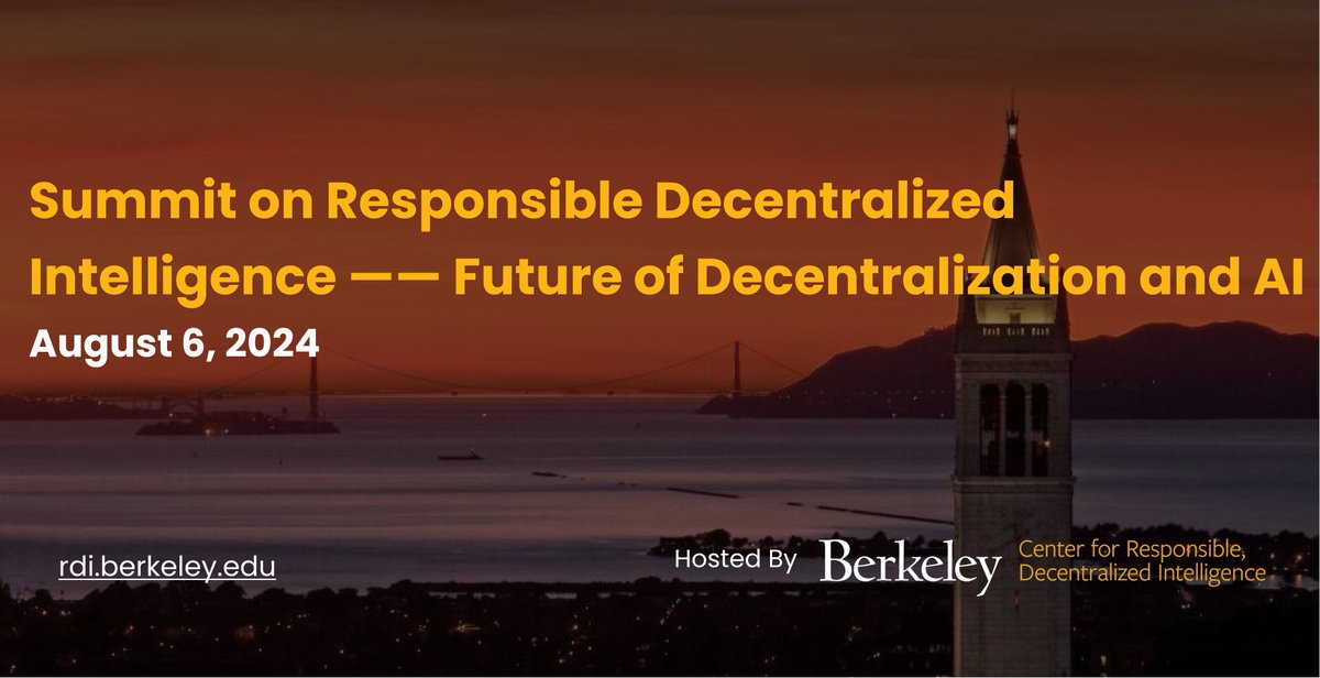 UC Berkeley RDI (@berkeleyrdi) on Twitter photo 🔥Momentum is building for Summit on Responsible Decentralized Intelligence — Future of Decentralization and AI, hosted by <a href="/BerkeleyRDI/">UC Berkeley RDI</a>!
DEADLINE JULY 1 for Talk Proposals & Research - shorturl.at/vLy6Q
1k+ @ 2023 Decentralization & AI Summit & 8k+ live stream views! 🔥Momentum is building for Summit on Responsible Decentralized Intelligence — Future of Decentralization and AI, hosted by <a href="/BerkeleyRDI/">UC Berkeley RDI</a>!
DEADLINE JULY 1 for Talk Proposals & Research - shorturl.at/vLy6Q
1k+ @ 2023 Decentralization & AI Summit & 8k+ live stream views!