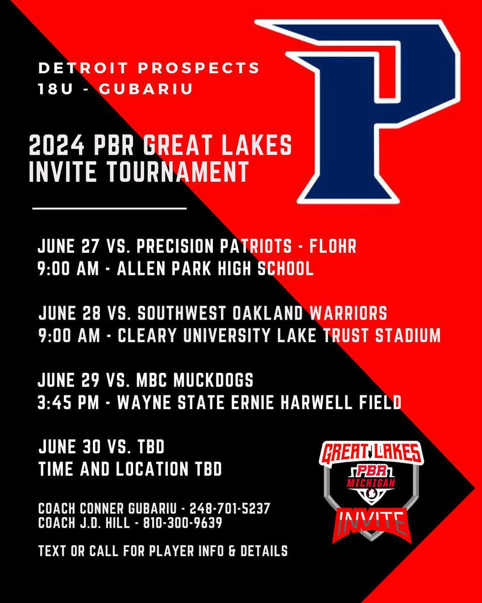 bwmisports's tweet photo. Looking forward to another great tournament with Detroit Prospects Gubariu 18U.  Made the finals last weekend at Hope College.  Let's go!
@prospectsgub 
@mikerice02
@ProspectsRice 
@dieseldefenders 
@CalvinBaseball 
@SC4_Baseball 
@PBR_Uncommitted https://t.co/cCq5VINnZB