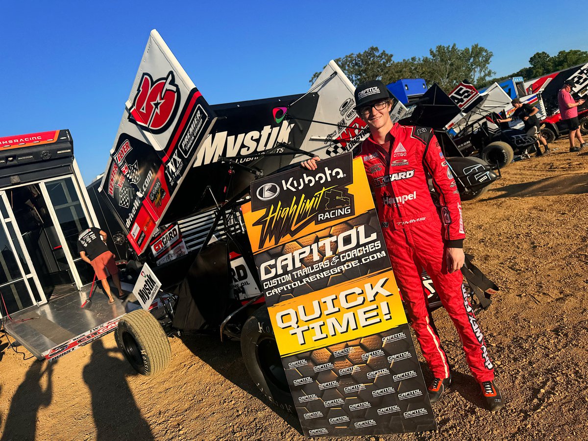 HighLimitRacing's tweet photo. .@CapitolRenegade Qualifying complete at @LOSSpeedway!
🅰️ — @RyanTimms_5T earns his first QuickTime Award with @Kubota_USA High Limit Racing, clocking an 11.575 in the #5T.
🅱️ — @GioScelzi and @KCPRacing led the second group with a lap of 11.828 in the #18. https://t.co/M8qH7es2CZ