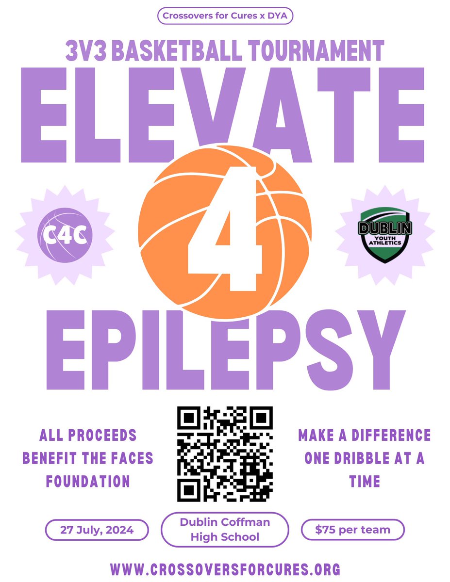 Crossover4cures's tweet image. 🚨🚨Signups are live for Elevate for Epilepsy. This is our third annual tournament and it will be at Dublin Coffman. Sign up at Crossoversforcures.com 🚨🚨
