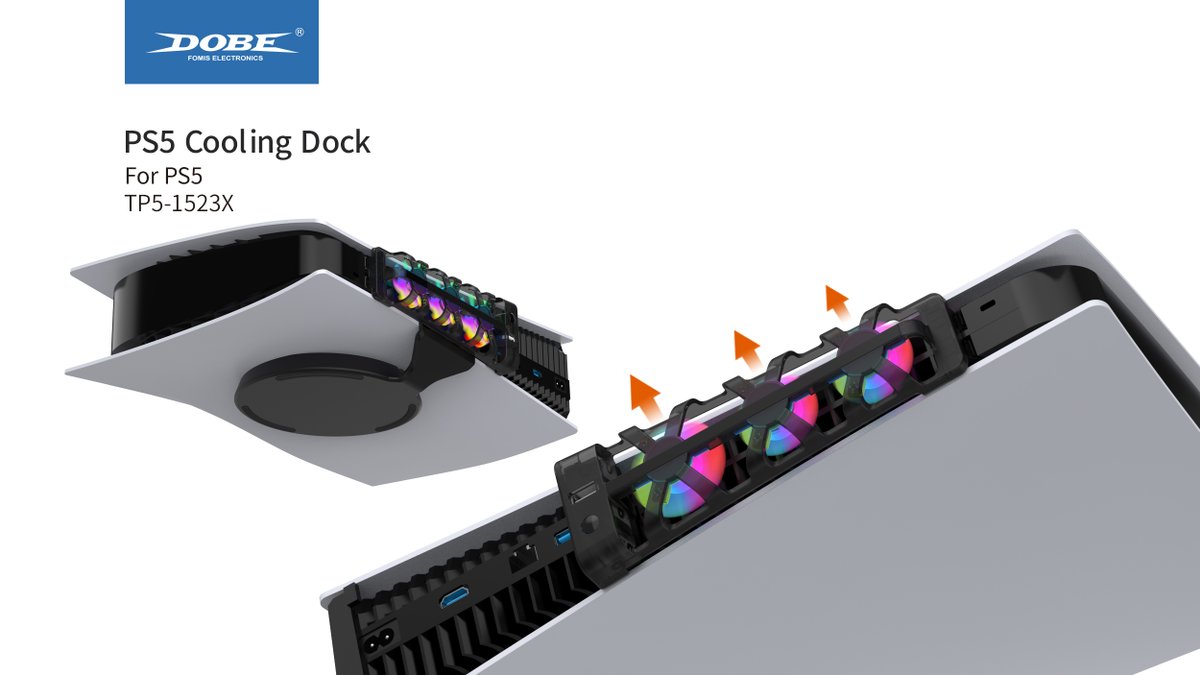 Nievesma1's tweet photo. DOBE's new multi-function design uses a safe and environmentally friendly fan cooling bracket (TP5-1523X) for game consoles and PS5.The product has high efficiency of heat dissipationFactory stock, accept customized wholesale, OEM/ODM needs.🎮📷 🎮 https://t.co/6L8kcwflT3