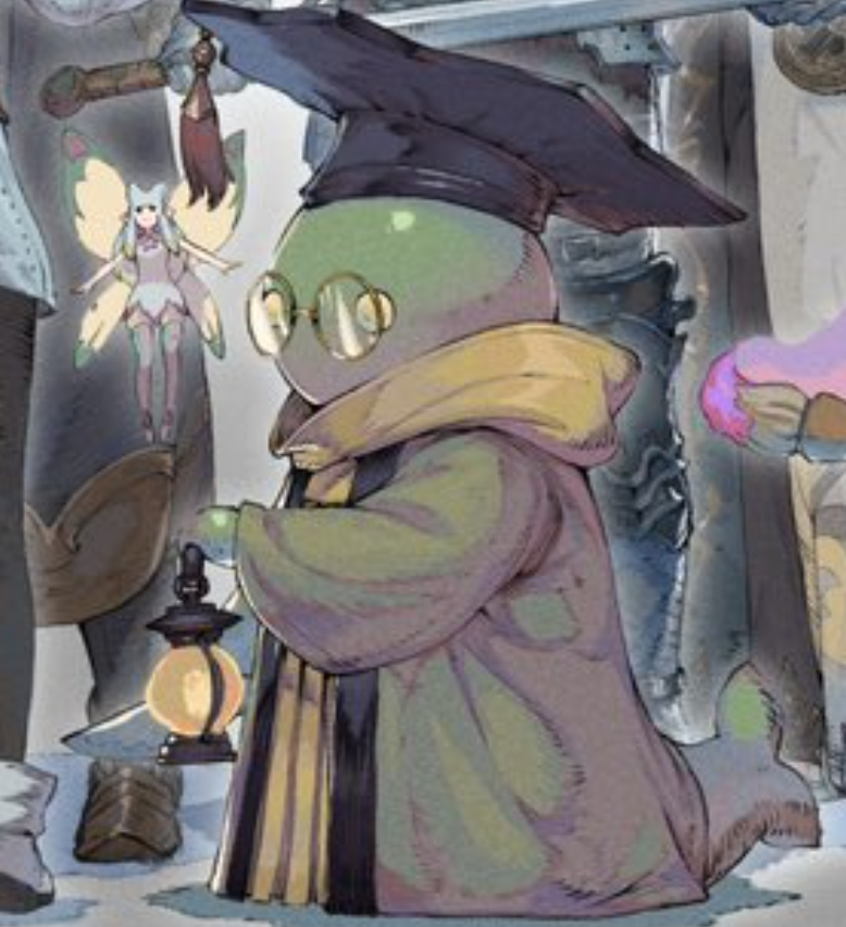 sauceythenoodle's tweet photo. So is this how I find out the scholar npc is a fucking tonberry? https://t.co/LRgoSpg8WR